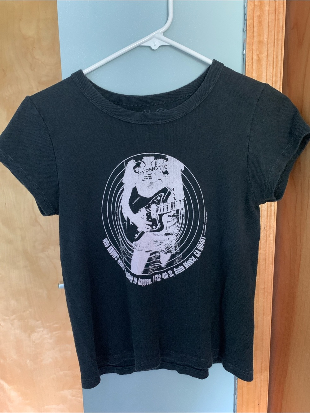 Brandy Melville Black Tee with White Guitar Graphic
